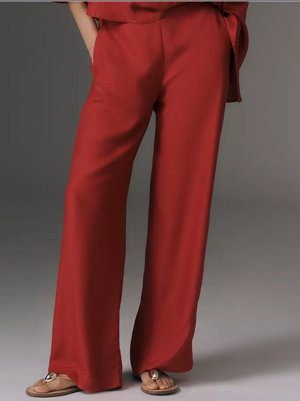 Wide-Leg Red Palazzo Pants — Women's Elegant Trousers